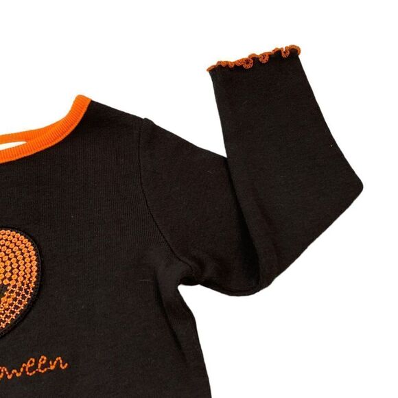 Koala Kids Infant girl's size 24 Months Black orange Sequin Halloween Shirt top - Picture 4 of 9